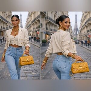 Chanel Lambskin Quilted Trendy Spirit Top Handle Bag Yellow series 30 Year 2020